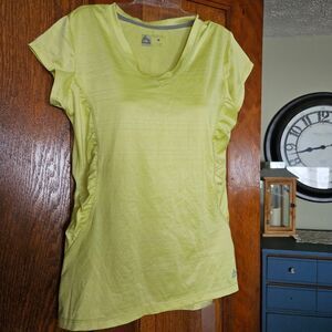 RBX Yellow Ruched Summer Top M | Lightweight Workout Tee Activewear